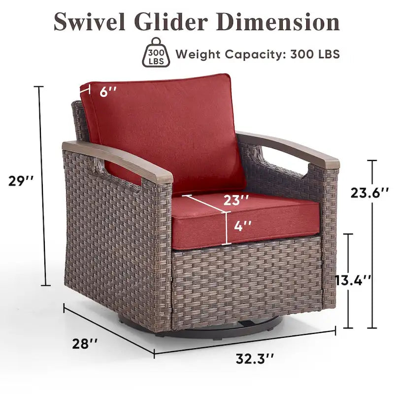 Pocassy Outdoor Patio Sofa Chair Ottoman Table Furniture Set