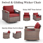 Pocassy Outdoor Patio Sofa Chair Ottoman Table Furniture Set