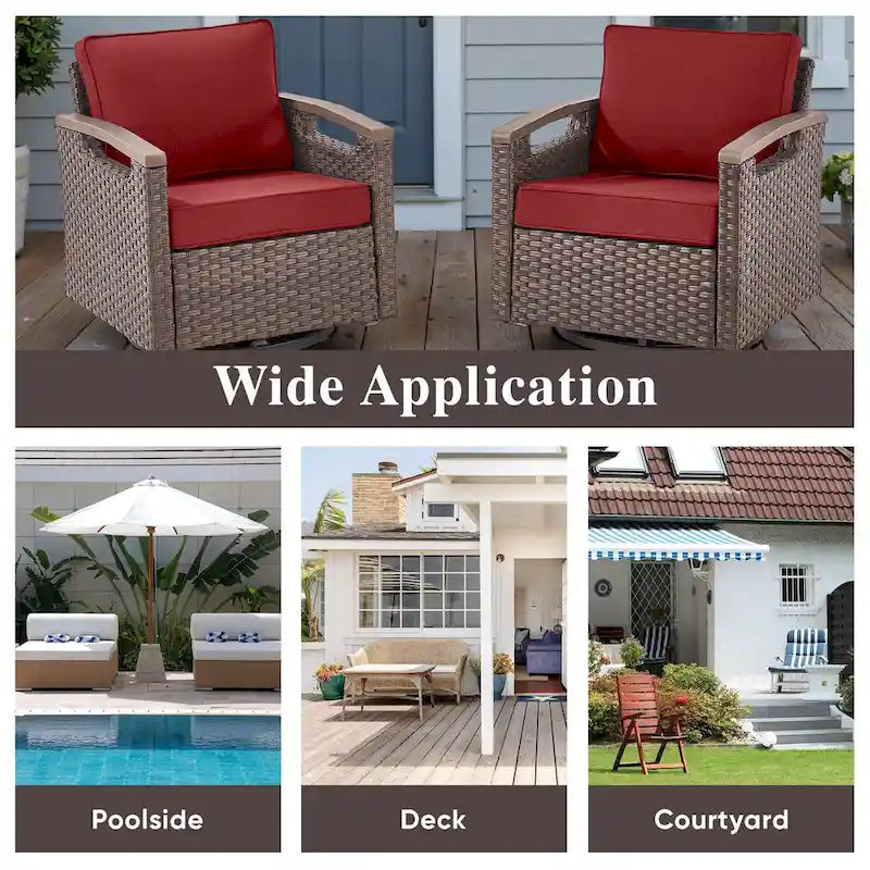 Pocassy Outdoor Patio Sofa Chair Ottoman Table Furniture Set