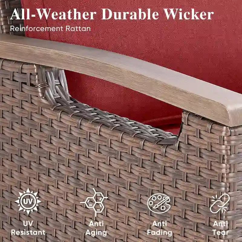 Pocassy Outdoor Patio Sofa Chair Ottoman Table Furniture Set