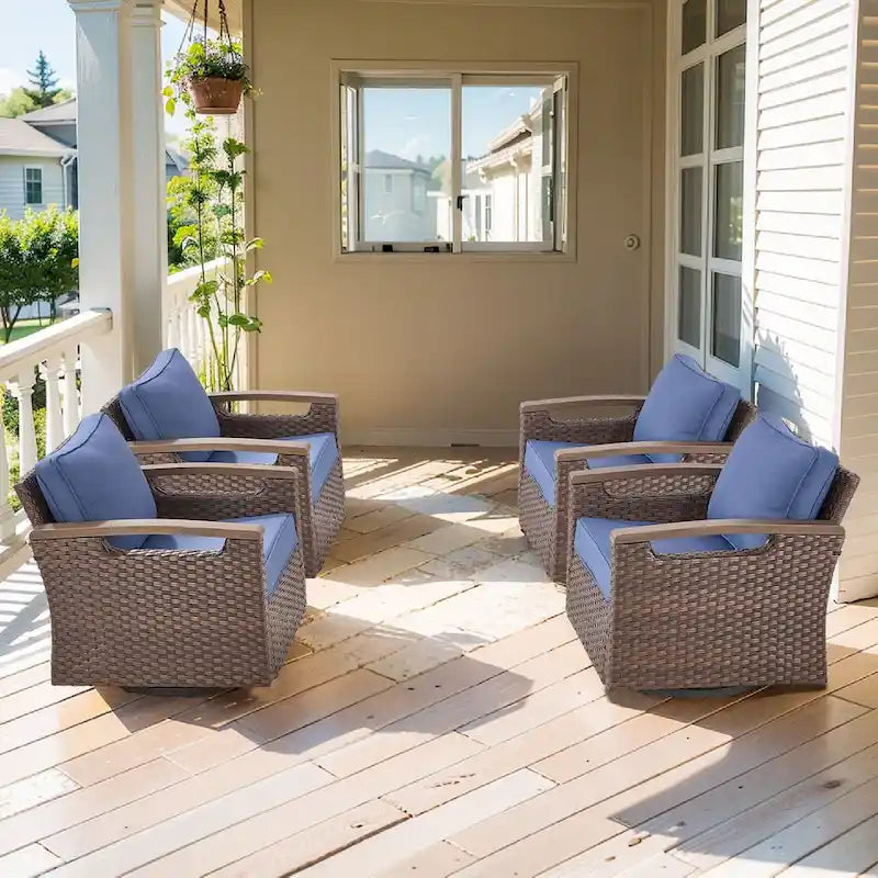 Pocassy Outdoor Patio Sofa Chair Ottoman Table Furniture Set