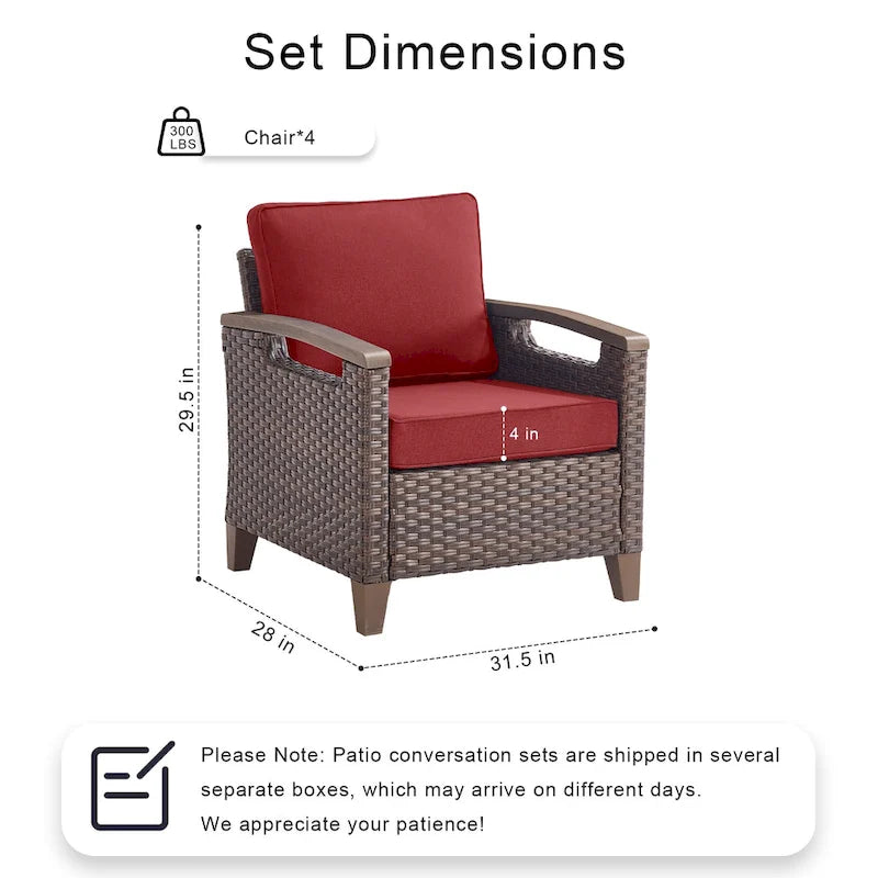 Pocassy Outdoor Patio Sofa Chair Ottoman Table Furniture Set