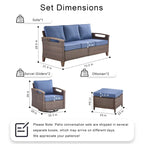 Pocassy Outdoor Patio Sofa Chair Ottoman Table Furniture Set