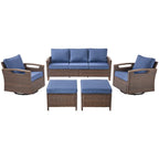 Pocassy Outdoor Patio Sofa Chair Ottoman Table Furniture Set