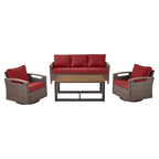 Pocassy Outdoor Patio Sofa Chair Ottoman Table Furniture Set