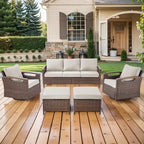 Pocassy Outdoor Patio Sofa Chair Ottoman Table Furniture Set