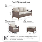 Pocassy Outdoor Patio Sofa Chair Ottoman Table Furniture Set