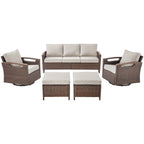 Pocassy Outdoor Patio Sofa Chair Ottoman Table Furniture Set