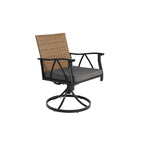 7-Piece Outdoor Patio Steel Dining Set with 59 Rectangular Table, 2 Swivel Rocker & 4 Armchairs, and Rattan Backrest