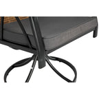 7-Piece Outdoor Patio Steel Dining Set with 59 Rectangular Table, 2 Swivel Rocker & 4 Armchairs, and Rattan Backrest