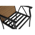 7-Piece Outdoor Patio Steel Dining Set with 59 Rectangular Table, 2 Swivel Rocker & 4 Armchairs, and Rattan Backrest