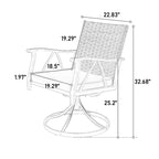 7-Piece Outdoor Patio Steel Dining Set with 59 Rectangular Table, 2 Swivel Rocker & 4 Armchairs, and Rattan Backrest