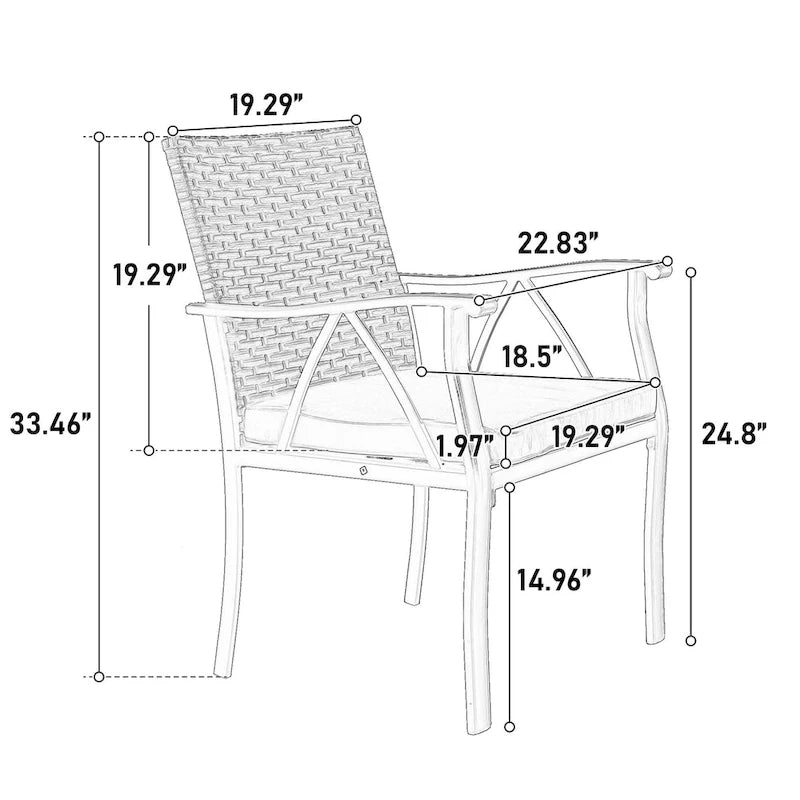 7-Piece Outdoor Patio Steel Dining Set with 59 Rectangular Table, 2 Swivel Rocker & 4 Armchairs, and Rattan Backrest