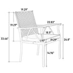 7-Piece Outdoor Patio Steel Dining Set with 59 Rectangular Table, 2 Swivel Rocker & 4 Armchairs, and Rattan Backrest