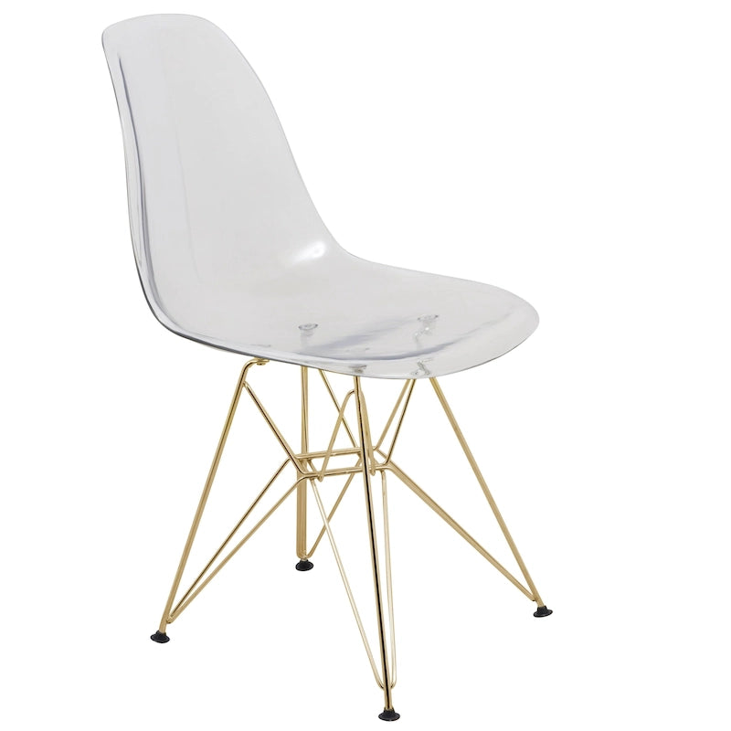 Bristol 5-Piece Dining Set 35 Round Table and 4 Plastic Chairs with Gold Base
