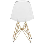 Bristol 5-Piece Dining Set 35 Round Table and 4 Plastic Chairs with Gold Base
