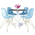 Bristol 5-Piece Dining Set 35 Round Table and 4 Plastic Chairs with Gold Base
