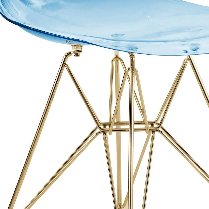 Bristol 5-Piece Dining Set 35 Round Table and 4 Plastic Chairs with Gold Base