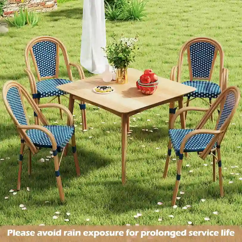 Gymax Outdoor French Bistro Chairs 4 PCS w/ Armrests Galvanized Metal