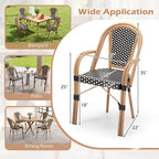 Gymax Outdoor French Bistro Chairs 4 PCS w/ Armrests Galvanized Metal
