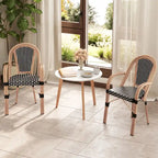 Gymax Outdoor French Bistro Chairs 4 PCS w/ Armrests Galvanized Metal