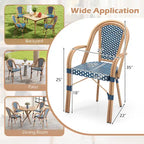 Gymax Outdoor French Bistro Chairs 4 PCS w/ Armrests Galvanized Metal