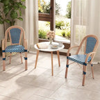Gymax Outdoor French Bistro Chairs 4 PCS w/ Armrests Galvanized Metal