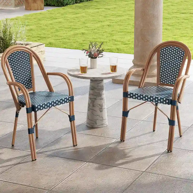 Gymax Outdoor French Bistro Chairs 4 PCS w/ Armrests Galvanized Metal