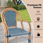 Gymax Outdoor French Bistro Chairs 4 PCS w/ Armrests Galvanized Metal