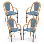 Gymax Outdoor French Bistro Chairs 4 PCS w/ Armrests Galvanized Metal