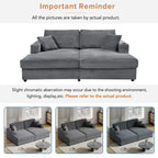 86.5 Corduroy Chaise Lounge Sofa Bed with USB Ports, Cup Holders and 8 Thick Cushions
