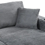 86.5 Corduroy Chaise Lounge Sofa Bed with USB Ports, Cup Holders and 8 Thick Cushions