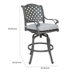 Mace Outdoor Patio Barstool Chair Set of 2, Aluminium, Golden Beige