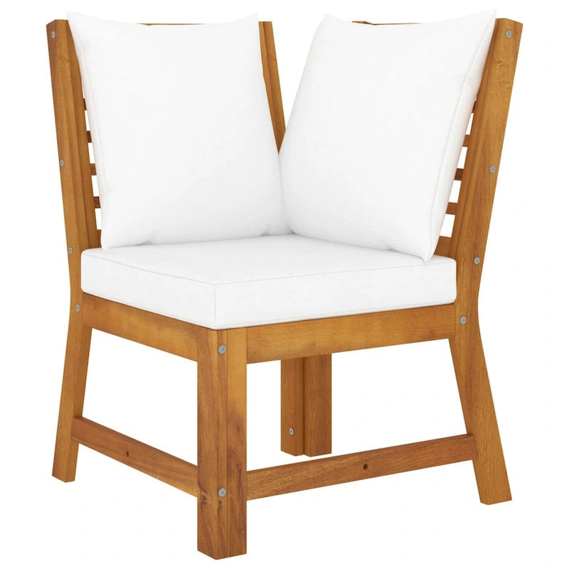 Set divano modulare da esterno 3 pezzi Roma con tavolino, in legno massello di acacia, bianco