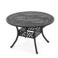 Roch Outdoor Dining Table, 46-61 Inch Extendable Top, Black Latticework