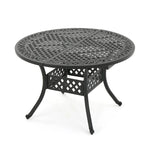 Roch Outdoor Dining Table, 46-61 Inch Extendable Top, Black Latticework