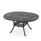 Roch Outdoor Dining Table, 46-61 Inch Extendable Top, Black Latticework
