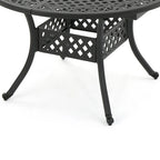 Roch Outdoor Dining Table, 46-61 Inch Extendable Top, Black Latticework