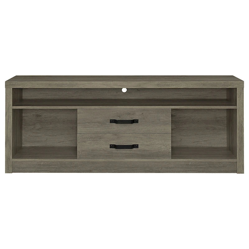 TV Entertainment Console with 2 Media Tower, 8 Compartments, Driftwood Gray
