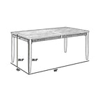 Hosa 66 Inch Outdoor Dining Table, Rectangular Slatted Top, Gray Rope Apron