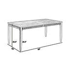 Hosa 66 Inch Outdoor Dining Table, Rectangular Slatted Top, Gray Rope Apron