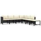 Avio 7pc Outdoor Modular Sofa Set, Square Shape, Poly Rattan, Black