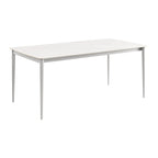 Rue 71 Inch Outdoor Patio Dining Table, Sintered Stone Top, White Frame