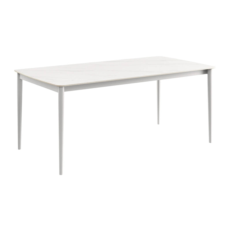 Rue 71 Inch Outdoor Patio Dining Table, Sintered Stone Top, White Frame