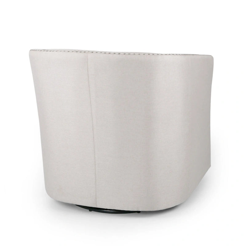 Swivel Accent Chair, Classic Round Barrel Style, Wheat Beige Fabric