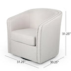 Swivel Accent Chair, Classic Round Barrel Style, Wheat Beige Fabric