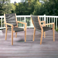 Set of Two 23 Charcoal and Natural Wood Solid Wood Outdoor Arm Chair