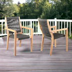 Set of Two 23 Charcoal and Natural Wood Solid Wood Outdoor Arm Chair