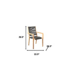 Set of Two 23 Charcoal and Natural Wood Solid Wood Outdoor Arm Chair