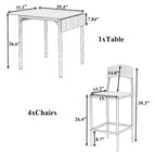 Counter Height Dining Table Set, 5-Piece Drop Leaf Dining Table Set with Drop Leaf Table and 4 High Dining Chairs